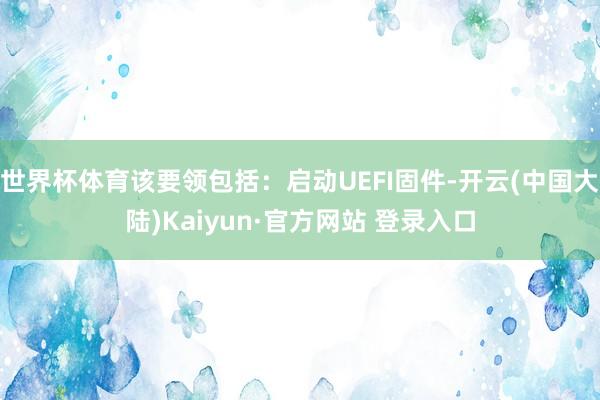世界杯体育该要领包括：启动UEFI固件-开云(中国大陆)Kaiyun·官方网站 登录入口