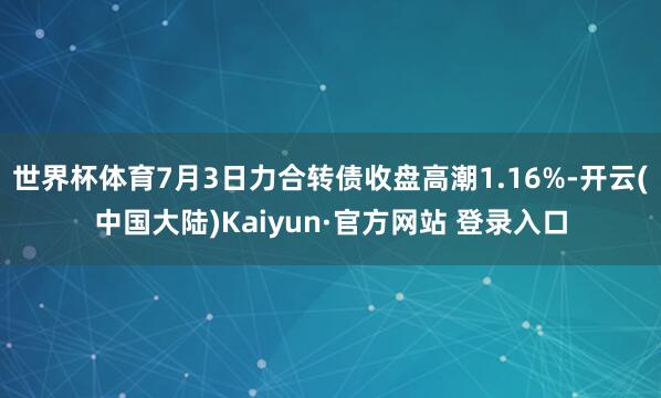 世界杯体育7月3日力合转债收盘高潮1.16%-开云(中国大陆)Kaiyun·官方网站 登录入口