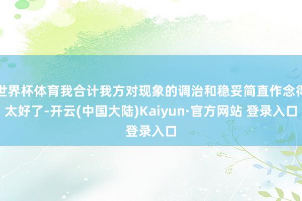 世界杯体育我合计我方对现象的调治和稳妥简直作念得太好了-开云(中国大陆)Kaiyun·官方网站 登录入口