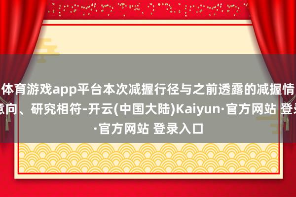 体育游戏app平台本次减握行径与之前透露的减握情愿、意向、研究相符-开云(中国大陆)Kaiyun·官方网站 登录入口